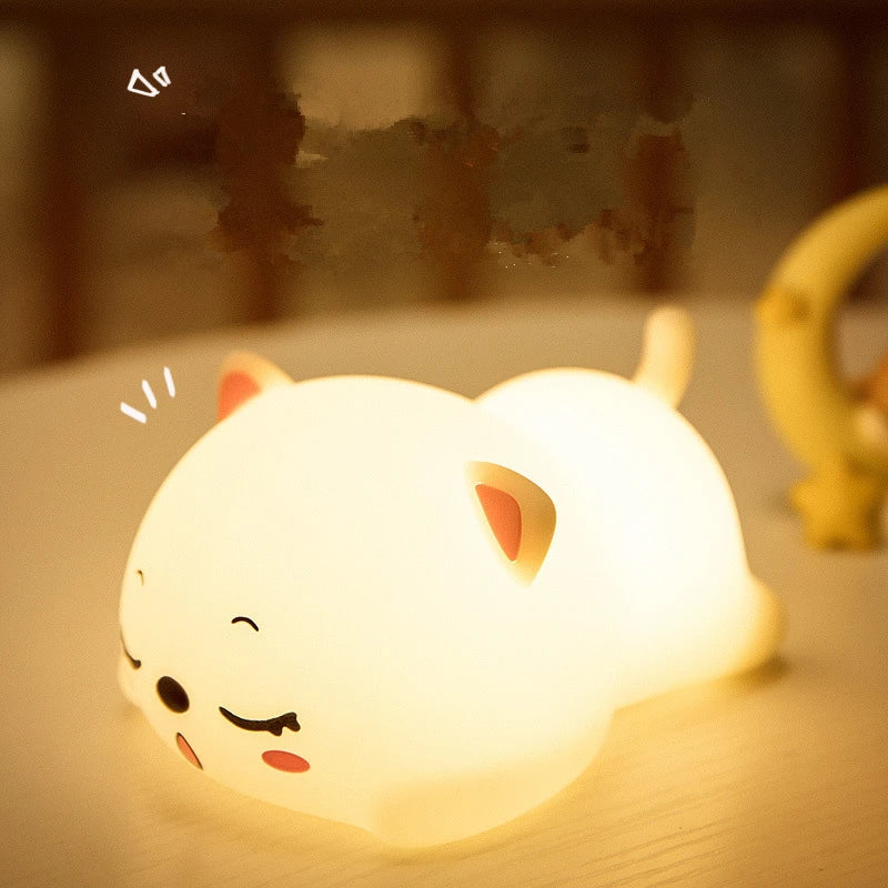 Cute Cat Silicone Night Lights Lamp