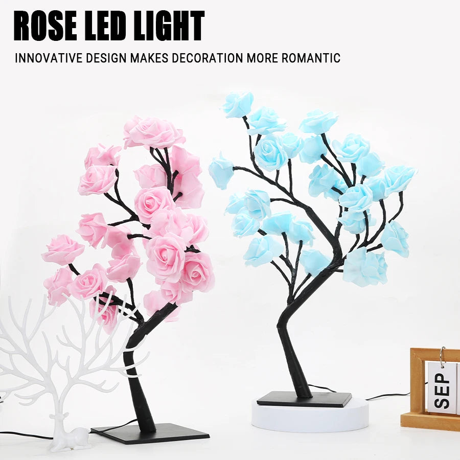 LED Rose Tree Lights Plug Table Lamp