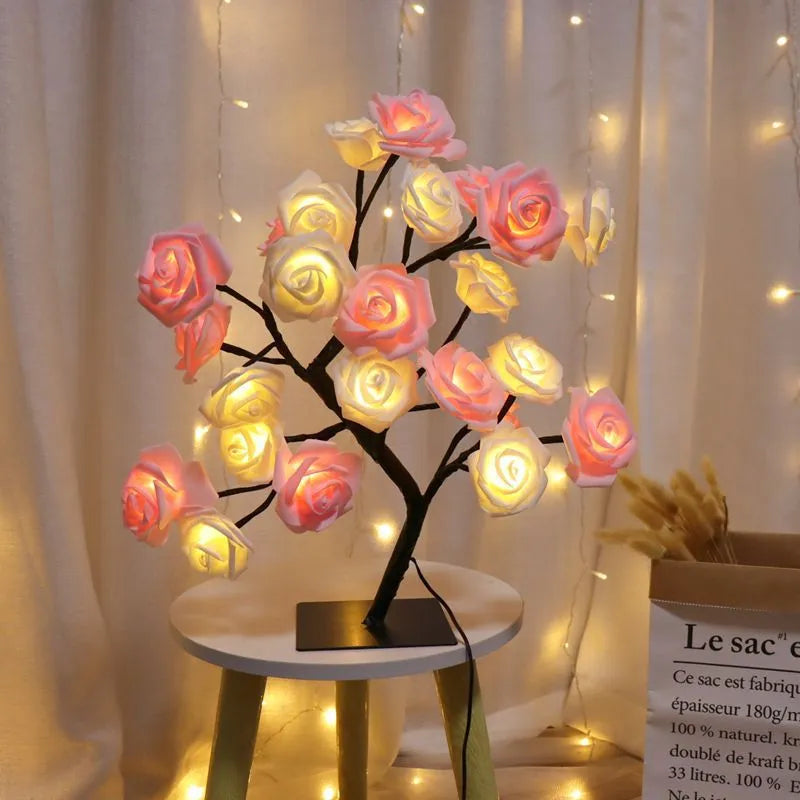 LED Rose Tree Lights Plug Table Lamp