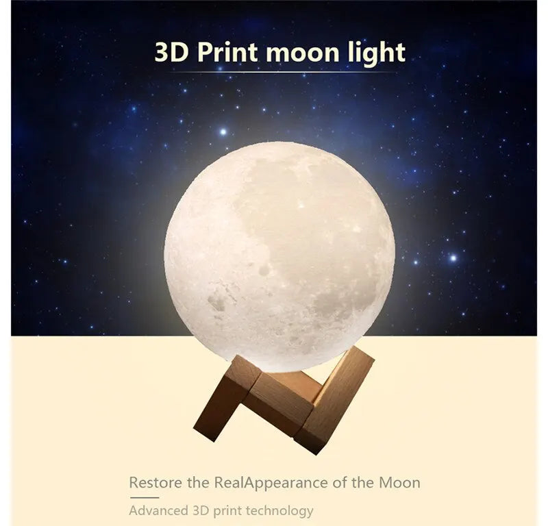 3D Moon Lamp - Touch Control Night Light