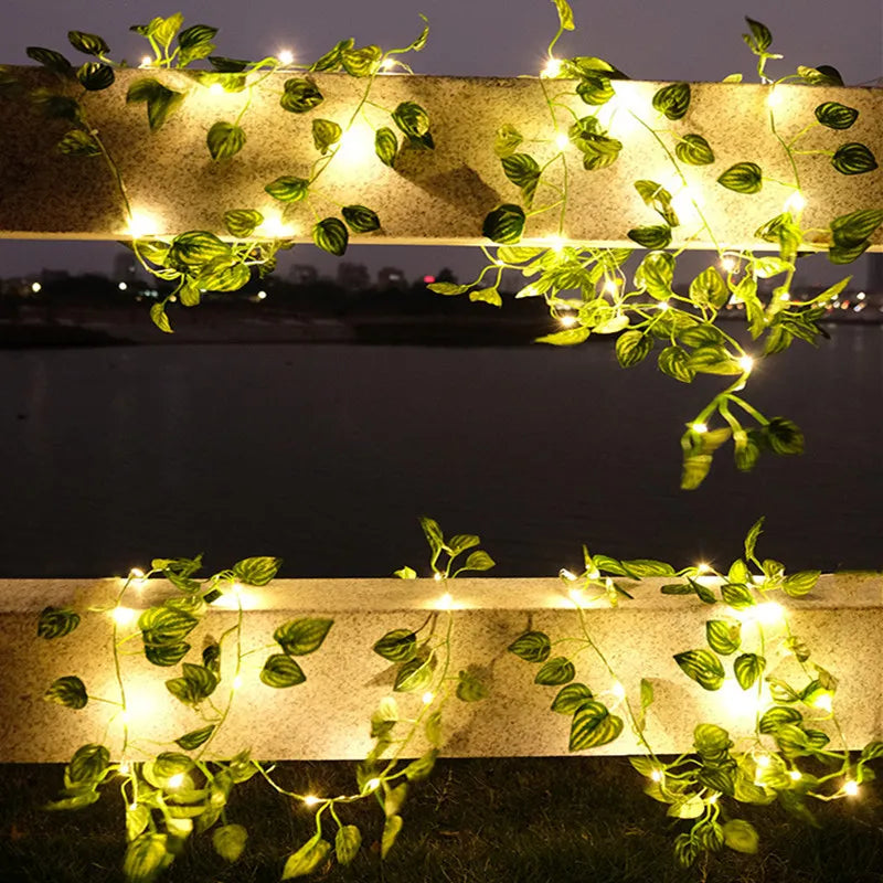 Flower Green Leaf String Lights Artificial Vine Fairy Lights