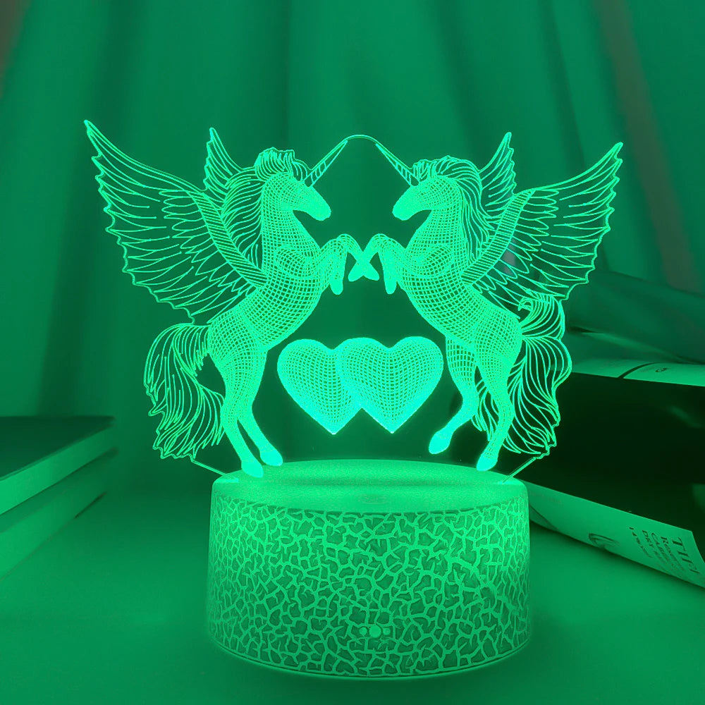 3D Double HorseGlow LED Night Light