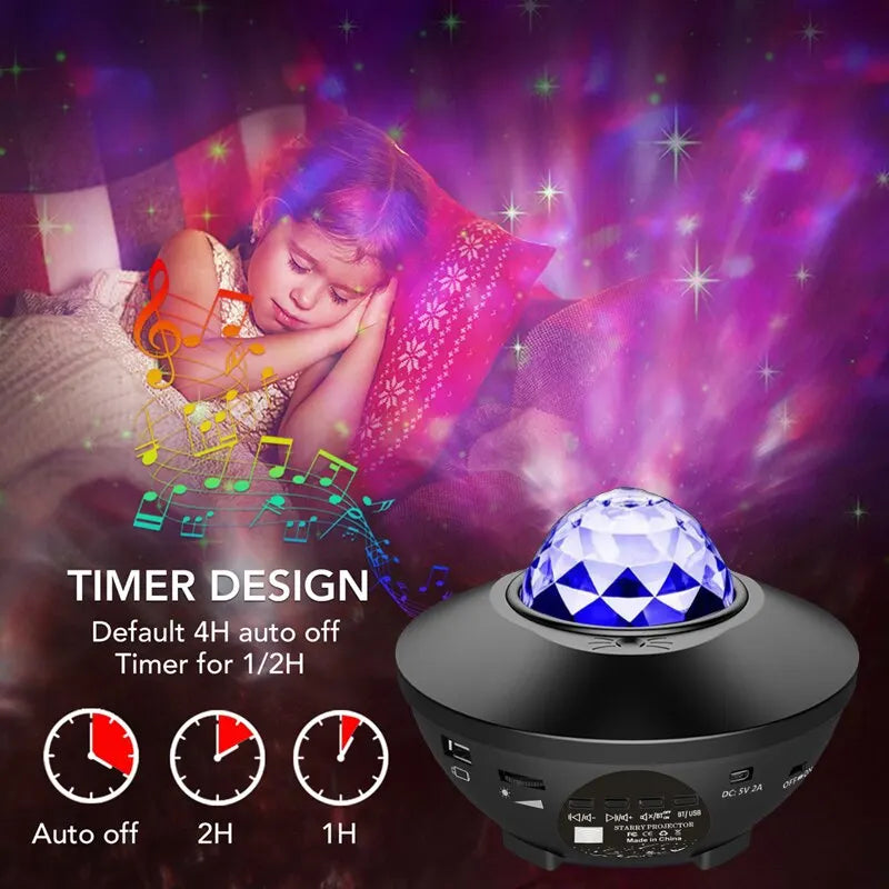 Starry Projector Galaxy Night Light with Ocean Wave Music Speaker