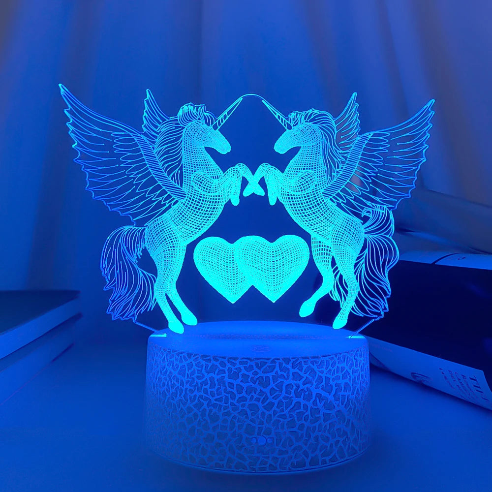 3D Double HorseGlow LED Night Light